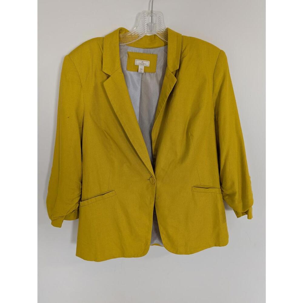 Jules & Leopold Women's Linen Blazer in Golden Yellow Size Medium Quiet Luxury